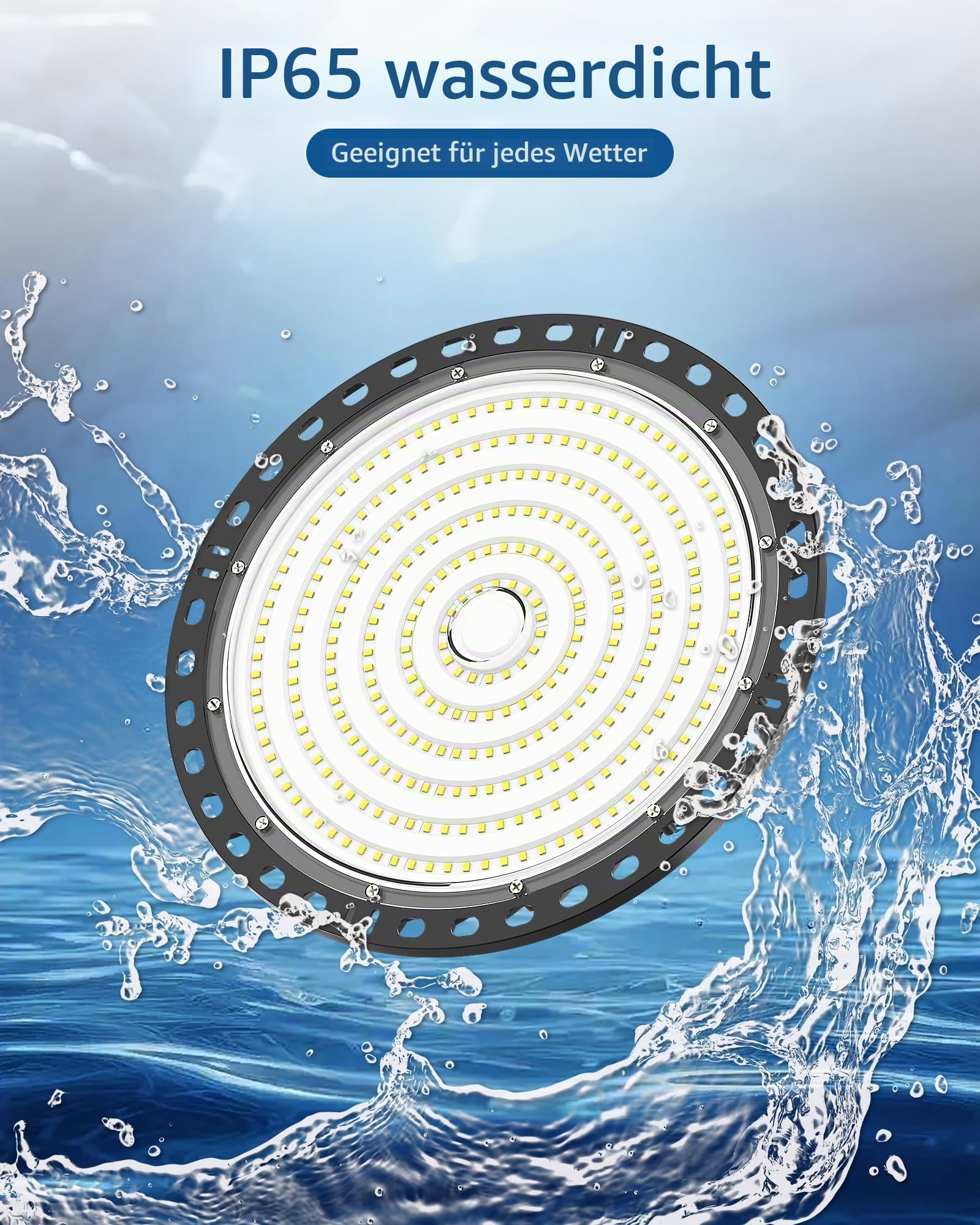 LED Hallenstrahler 100W 10000lm, 6 Stücke Hallenbeleuchtung UFO Lampe 6500K Kaltweiß, LED Werkstatt Deckenleuchte IP65 Wasserdicht AC 85-265V, für Werkstatt Garage Lager Keller