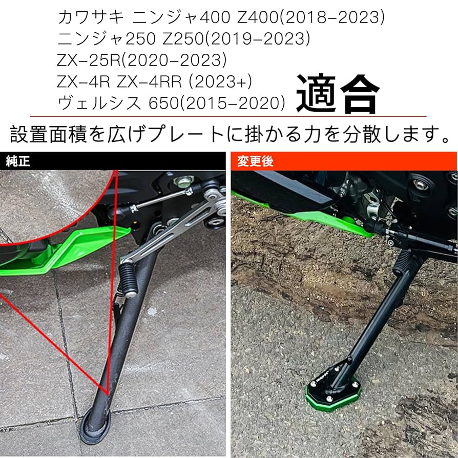 力 Amazon | LEDISHUN バイク サイドスタンド プレート に適合する