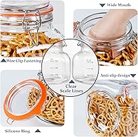 Vista 2 de Tarros de vidrio de 81 onzas con tapa hermética, paquete de 2 tarros de vidrio para almacenamiento de alimentos con 2 marcas de escala, recipientes