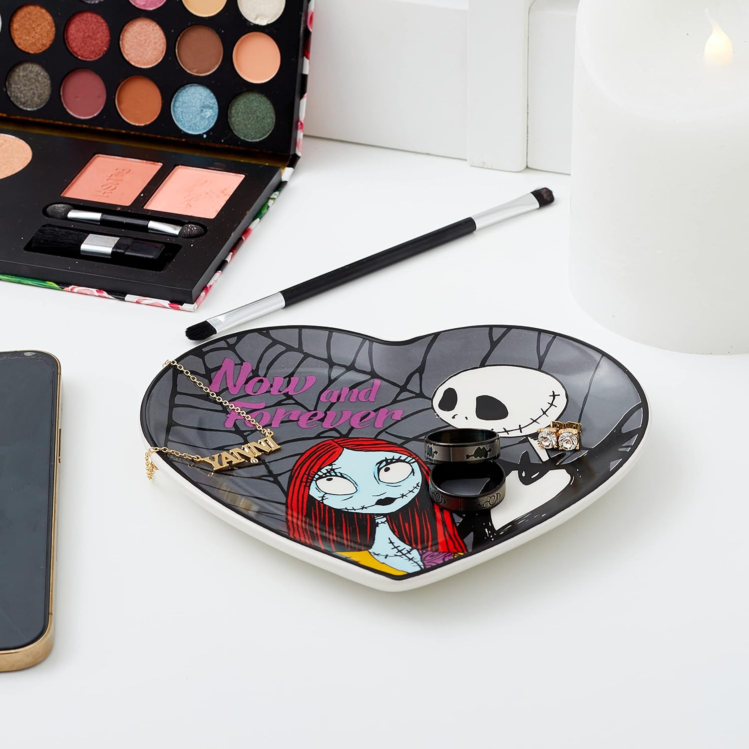 Disney The Nightmare Before Christmas Jewelry Dish - Ceramic Trinket (Gray) image 2