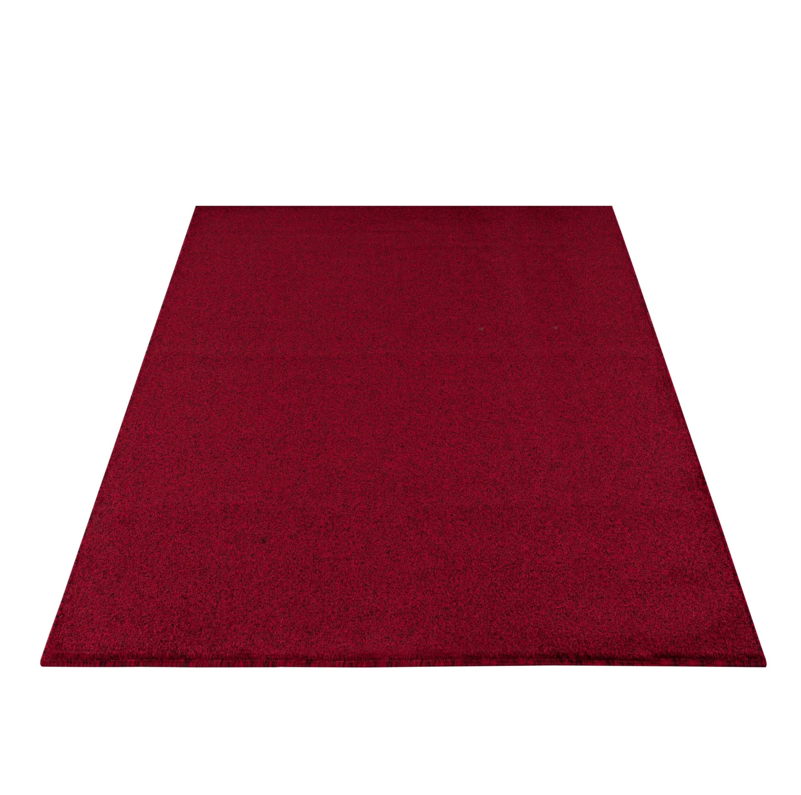 HomebyHome Teppich 160x230 cm Rot, Kurzflor, Einfarbig, Modern, Rechteckig, Pflegeleicht, Rutschhemmend, Bodenteppich für Wohnzimmer, Schlafzimmer, Essbereich