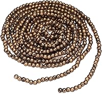 Vista 13 de Guirnalda de cuentas de madera de Navidad de 16 pies para decoración de árbol de Navidad (oro, blanco)