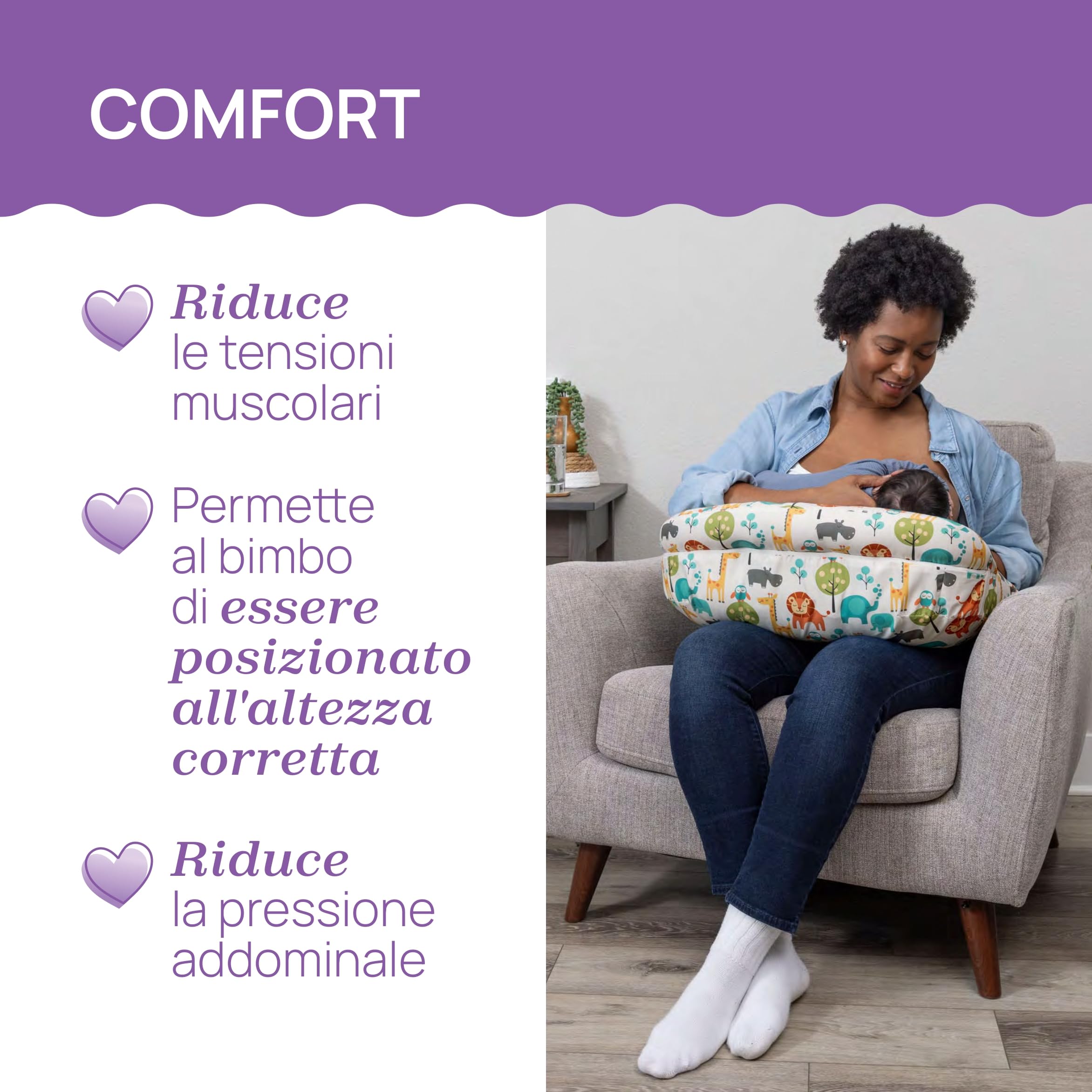 Boppy Cuscino Allattamento Deluxe, Supporto per Allattamento al Seno e con Biberon, Forma Ergonomica con Supporto per Mamma e Bambino, Imbottitura Piena, Sfoderabile e Lavabile in Lavatrice, 0M+