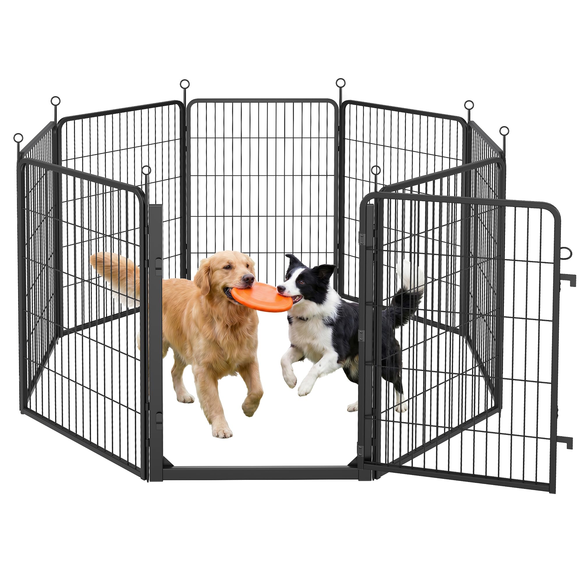 Feandrea Parque para Perros, Valla de Acero para Mascotas, Corralito Plegable con Puerta, 170 x 170 x 100 cm, Negro Ahumado, Uso en Interiores y Exteriores, Colección Dack PPK021B102
