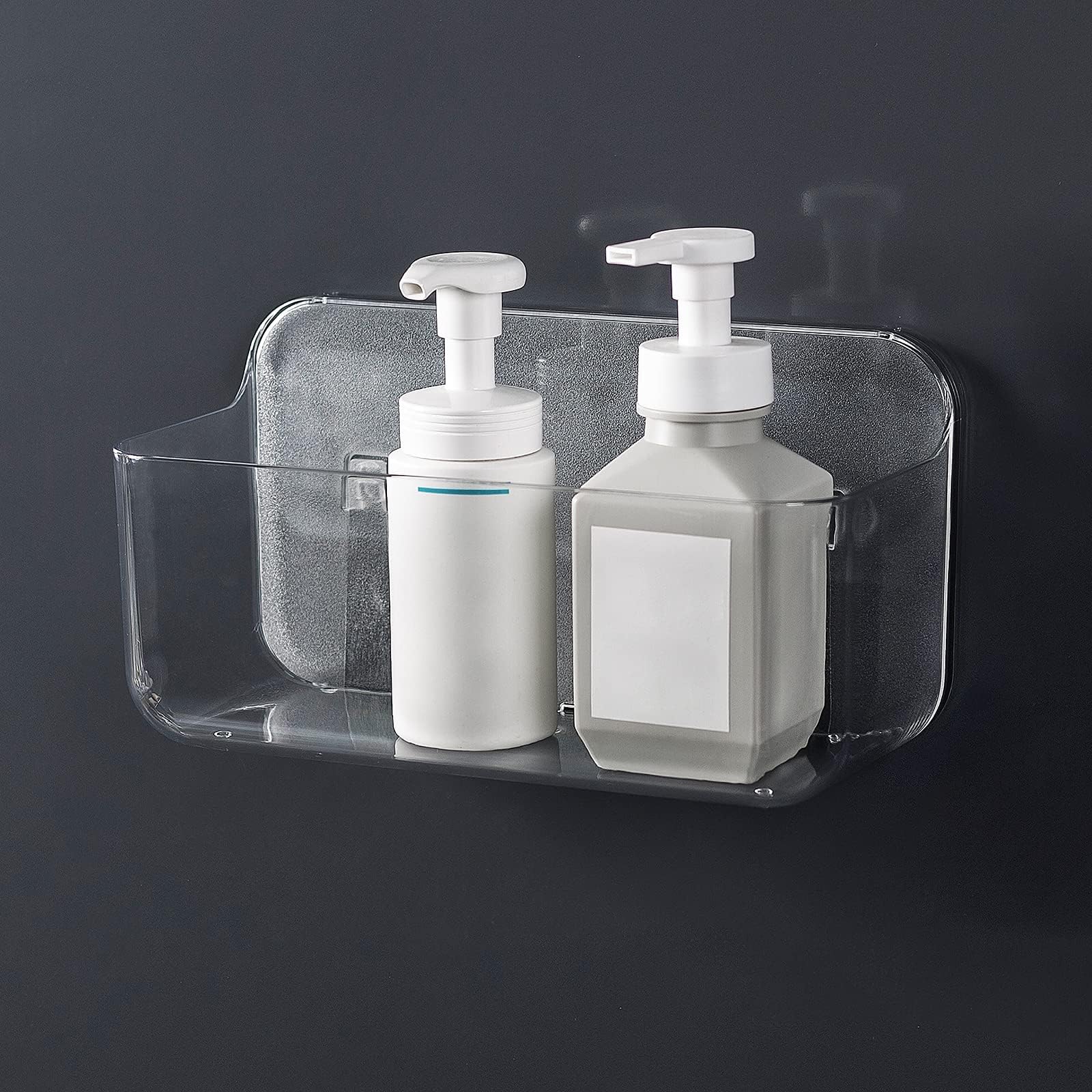 Ettori Clear Shower Caddy, Large Shower Storage,Wall Mounted No Drilling Adhesive Storage For Bathroom,Kitchen, Plastic