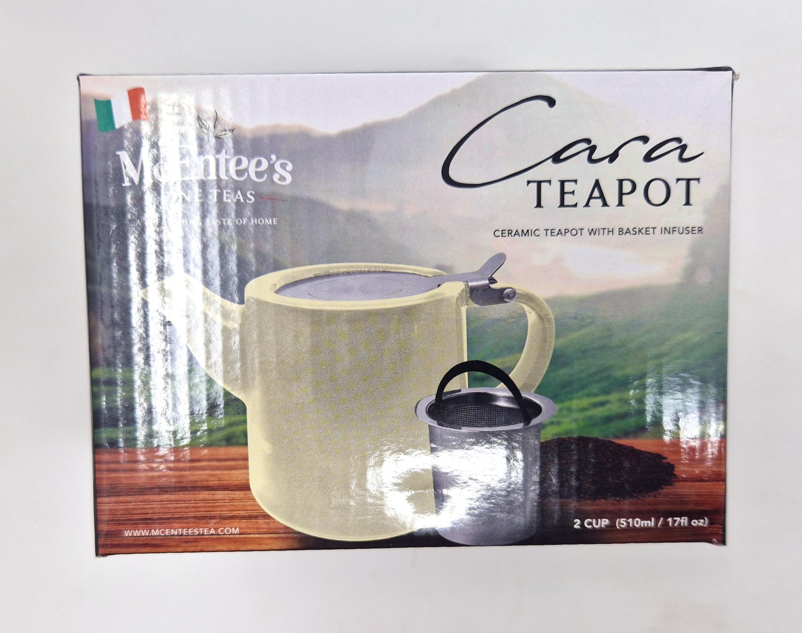 McEntee's Cara - Teiera per Tisane in Ceramica da 510 ml (1-2 Tazze) con Infusore Rimovibile in Acciaio Inox
