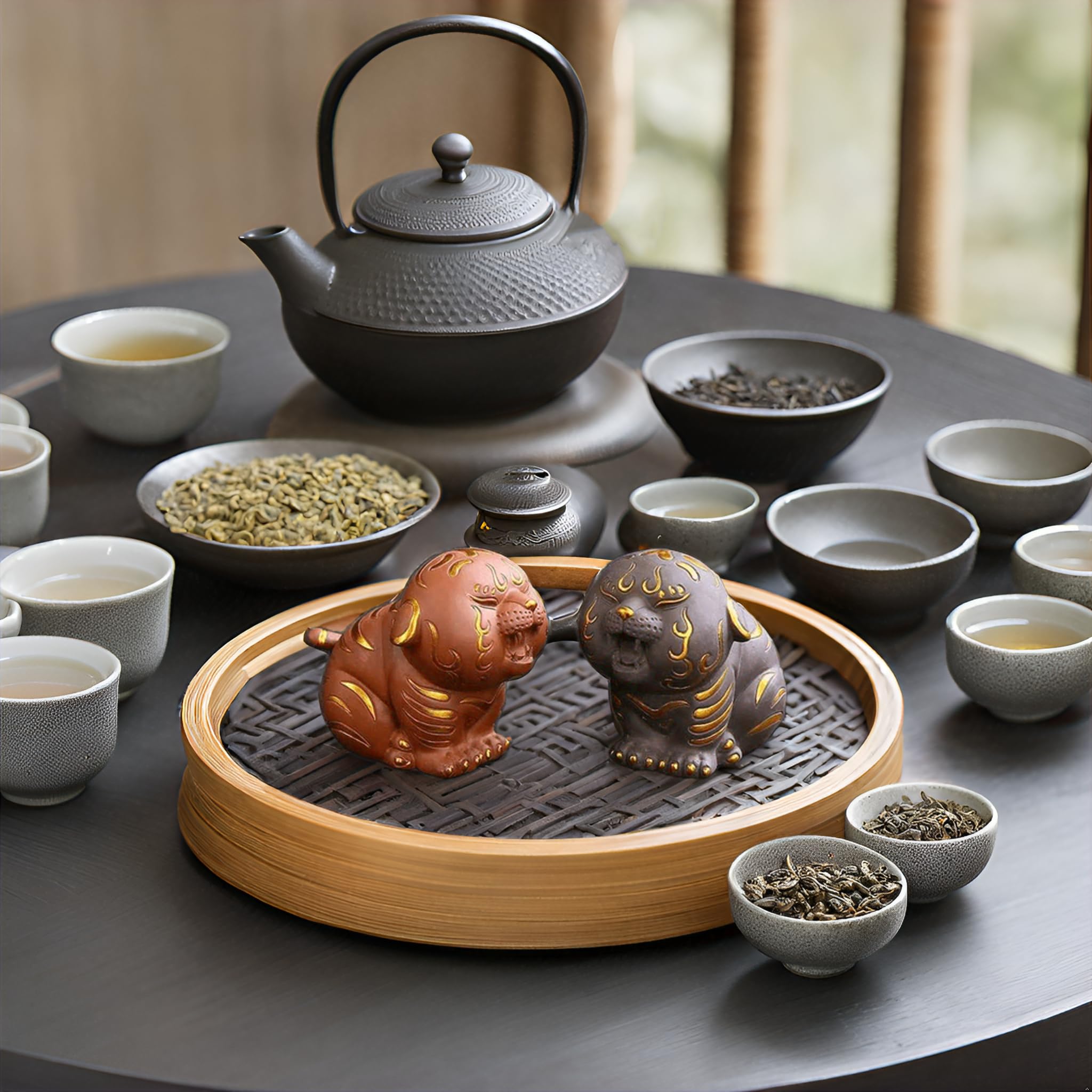 Chinese Purple Clay Tea Pet Tiger Cute Funny Tea Accessories Lazy Kung Fu Tea Sets For Tea Lovers Home Car Shelves Decor (Brown)