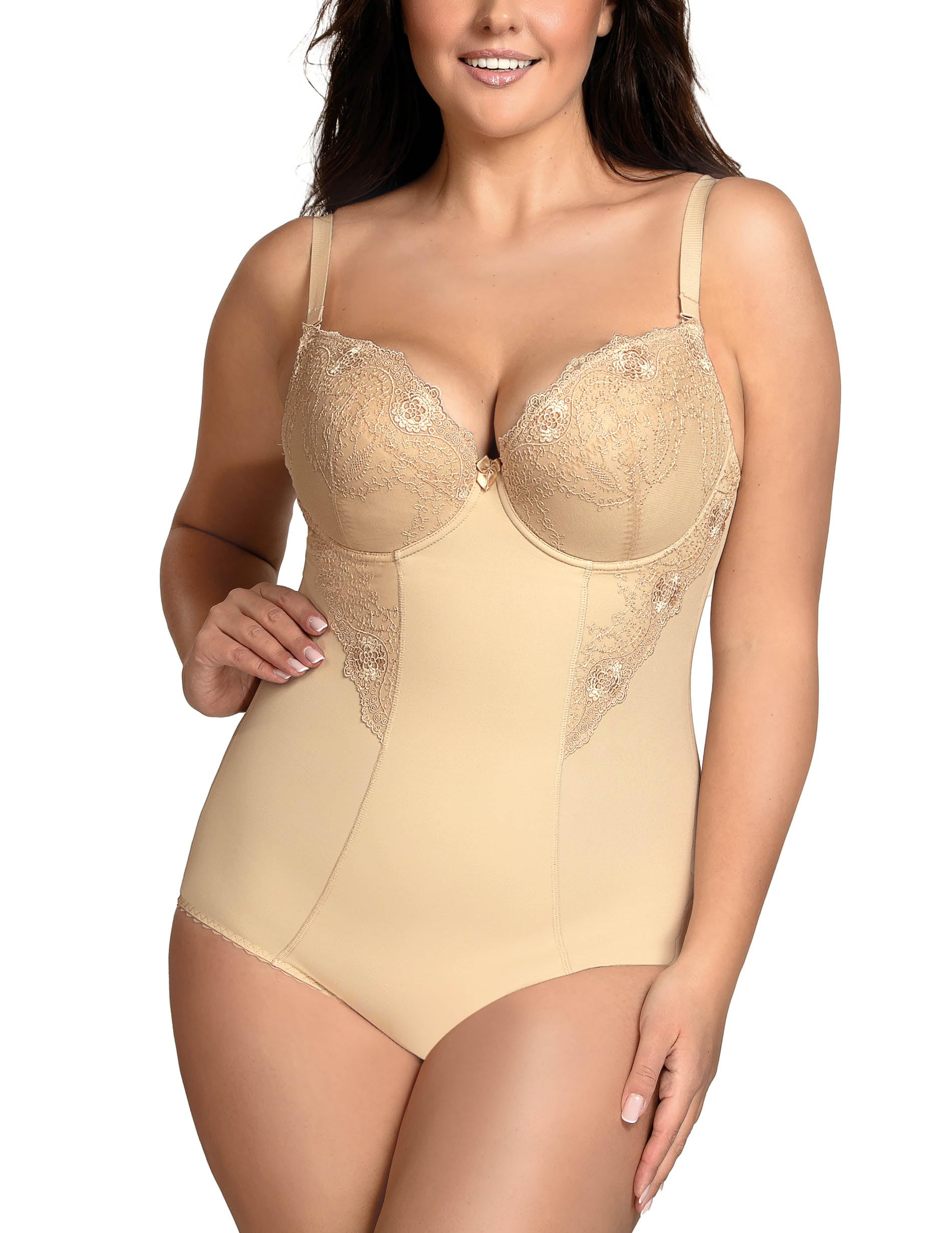 Vivisence Women's Beige Underwired Floral Shaping Body 6001, ,42D 42D