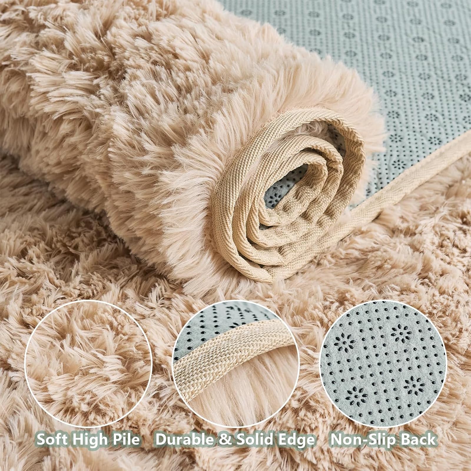 Amazon.co.jp: シャギーラグ 180 x 240 cm 厚手 さらフワ触感 毛足約