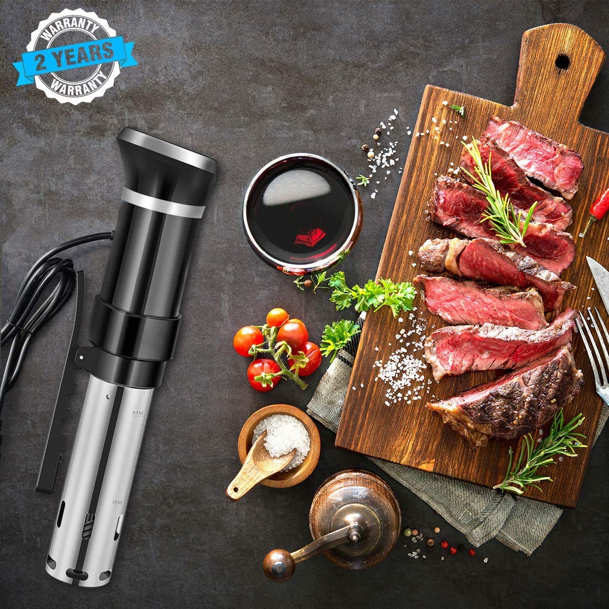 Sous Vide, 1100W Sous-Vide Garer Stick Präzisionskocher Immersion Tauchzikulator Präzisionskochtopf, 25℃-95℃ Temperaturbereich (±0,1 °C) Digital Timer, LCD Touch-Display, Ultraleise, Edelstahl