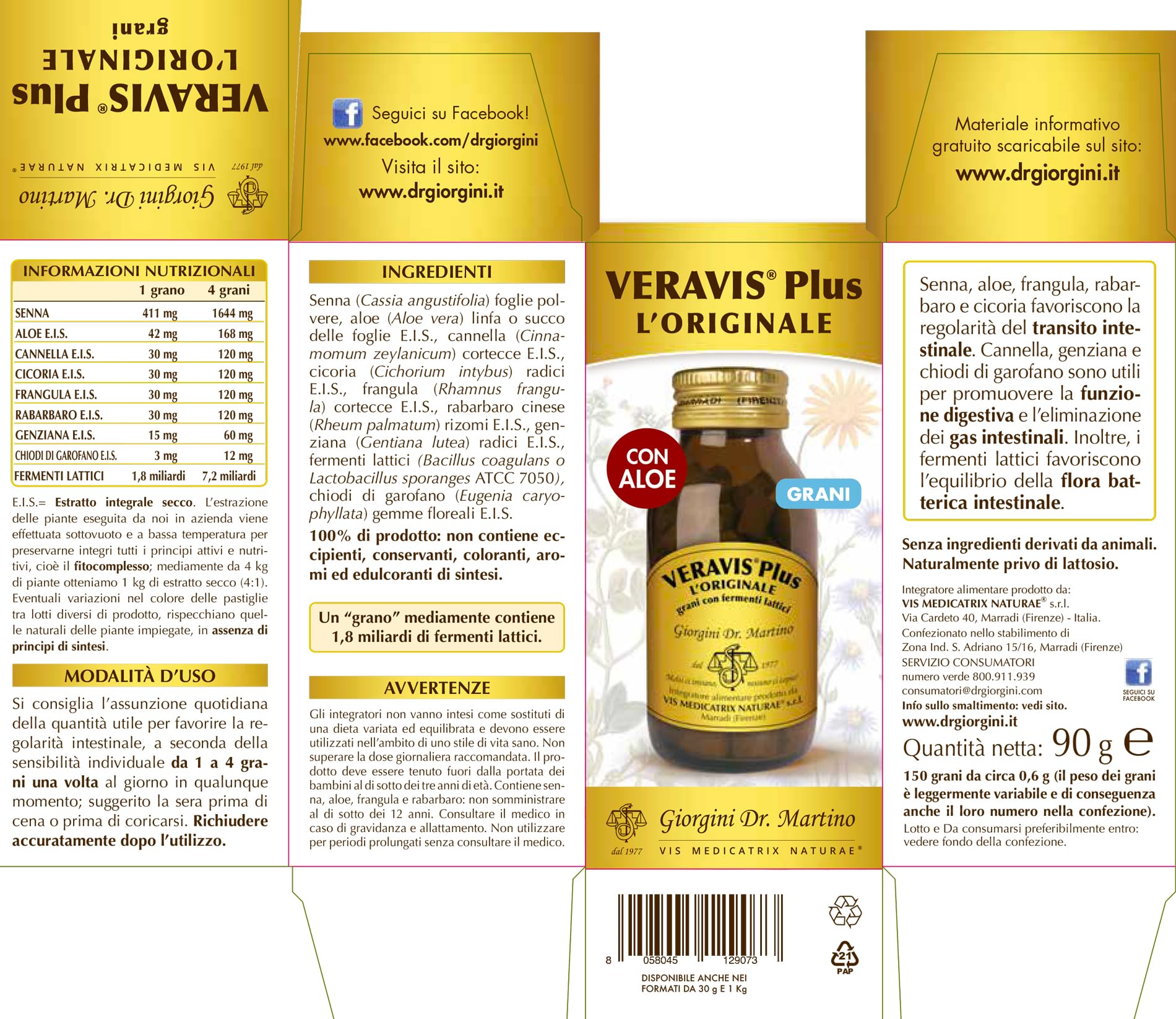 VERAVIS PLUS L'ORIGINALE con fermenti lattici grani - 90 g