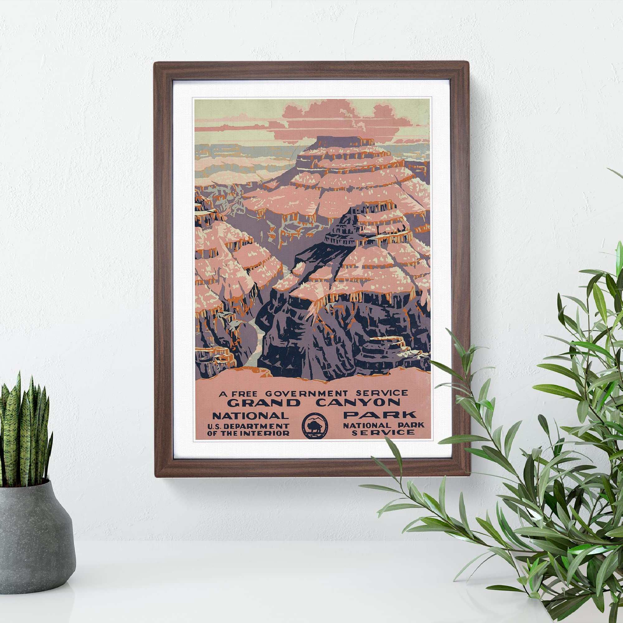 Wpa Grand Canyon Travel Poster Vintage Framed Wall Art Print, Ready to Hang Picture for Living Room Bedroom Home Office Décor - Image 2