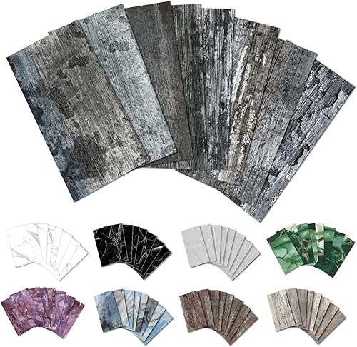 Vista 16 de URCOLOR 32 unidades de azulejos de PVC para pelar y pegar, 4 x 8 pulgadas, rústico blanco pizarra en azulejos para cocina, baño, lavadero, caravana