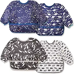 Joyo roy Babadores de manga comprida para bebês babadores para comer bata babadores de plástico babadores de bebê babador de desmame babador para bebês baberos para bebe niño blusa de bebê para comer
