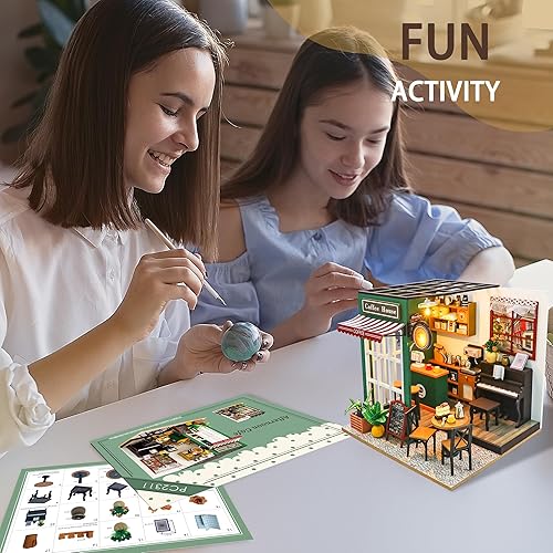 Miniatura 15 de Flever Dollhouse – Kit de casa en miniatura para bricolaje, habitación creativa con muebles para regalo romántico de San Valentín (tipo de café)