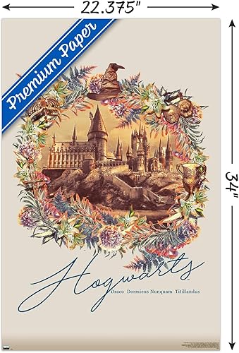 Miniatura 3 de Trends International The Wizarding World Harry Potter - Póster de pared floral de Hogwarts, 22.375 x 34 pulgadas, versión premium sin marco