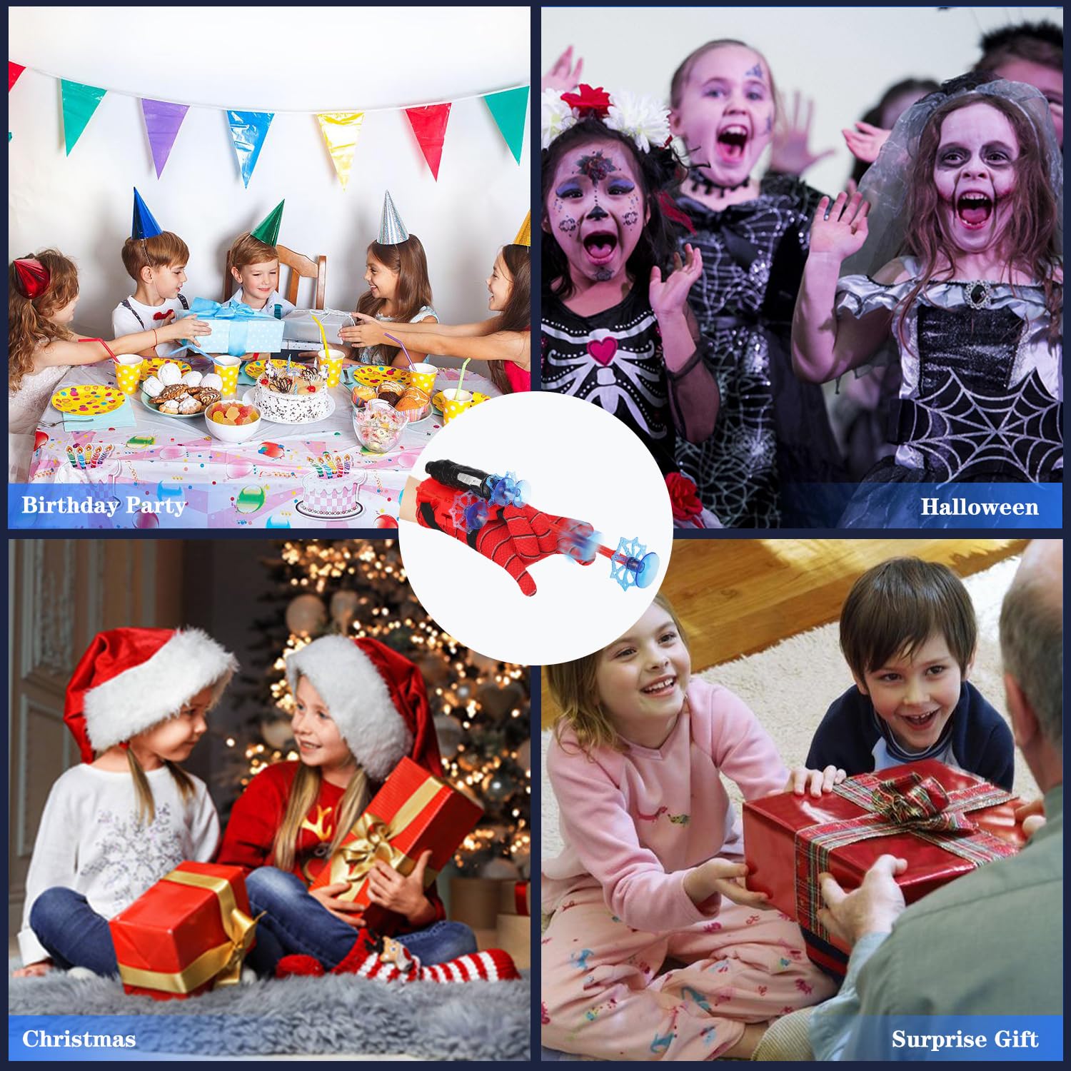 Set di 2 Spider Glove Launcher,Spider Launcher,Spider Glove,Spara Ragnatele Giochi per Bambini,Giocattoli educativi in Bambini Cosplay(Rossa)