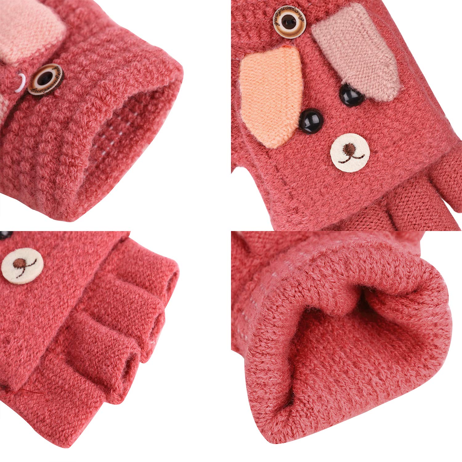 3 Paires Gants Hiver Extensibles Enfant DKDDSSS - Mitaines Chat Mignonnes 3-8 Ans