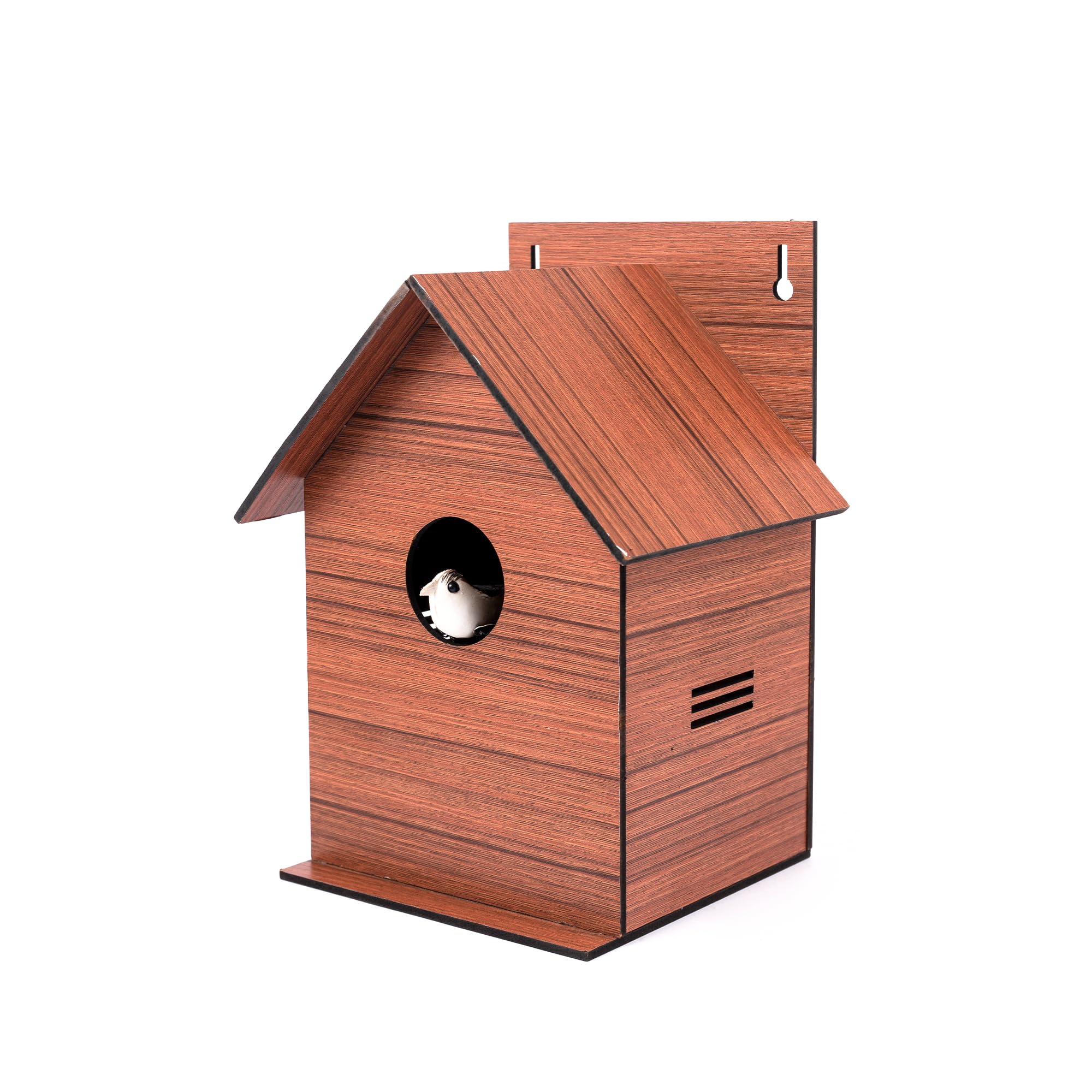 Sparrow Daughter MDF Bird House with Wood Finish, Air Ventilation & Hook – Ideal for Sparrows, Lovebirds, and Outdoor Use
