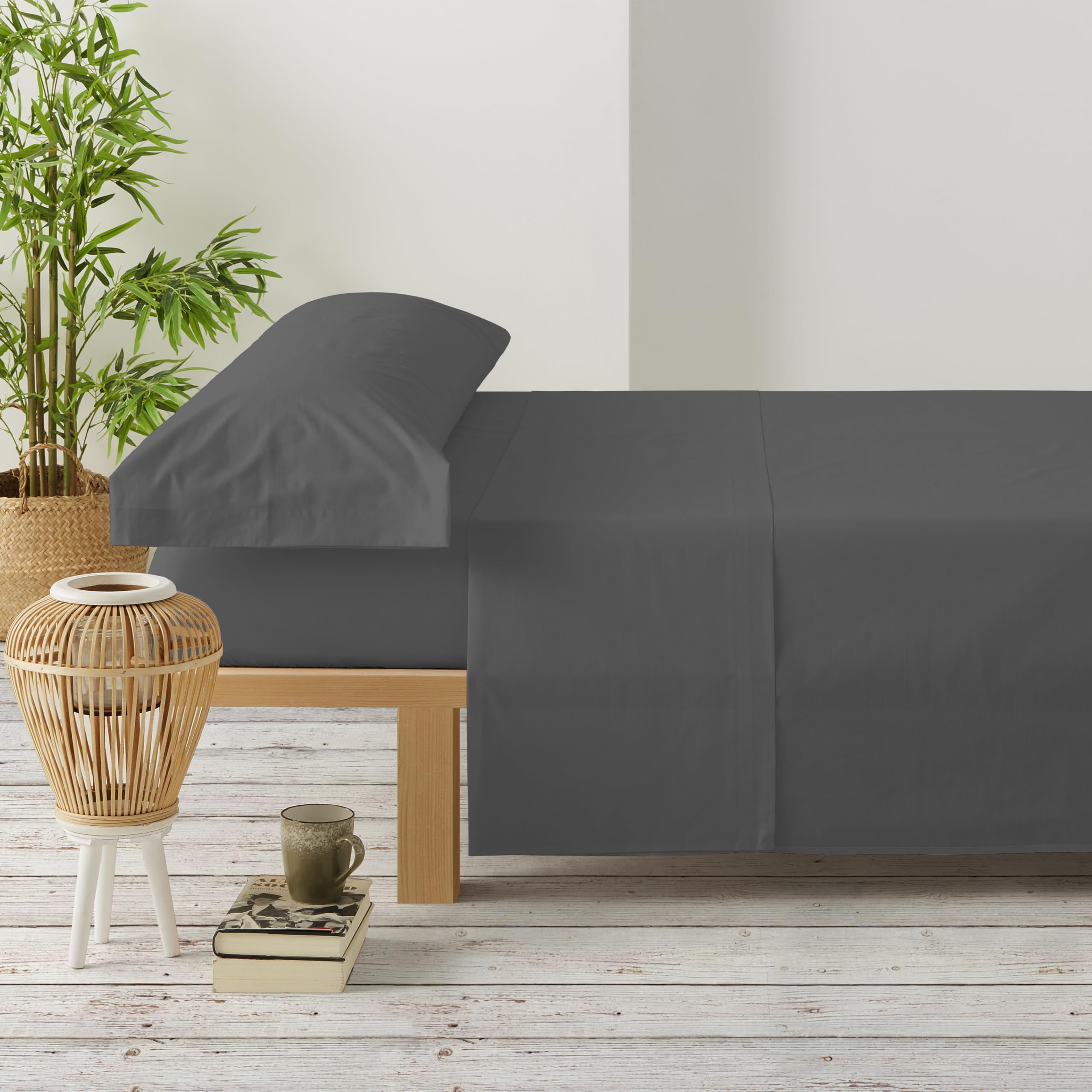 Degrees home - Premium - Juego de sabanas 90 x 190-3 Piezas -1 Sabana, 1 Bajeras Ajustables y 1 Fundas de Almohadas de 80x50 - Microfibra cepillada (Cama 90 - Pizarra)