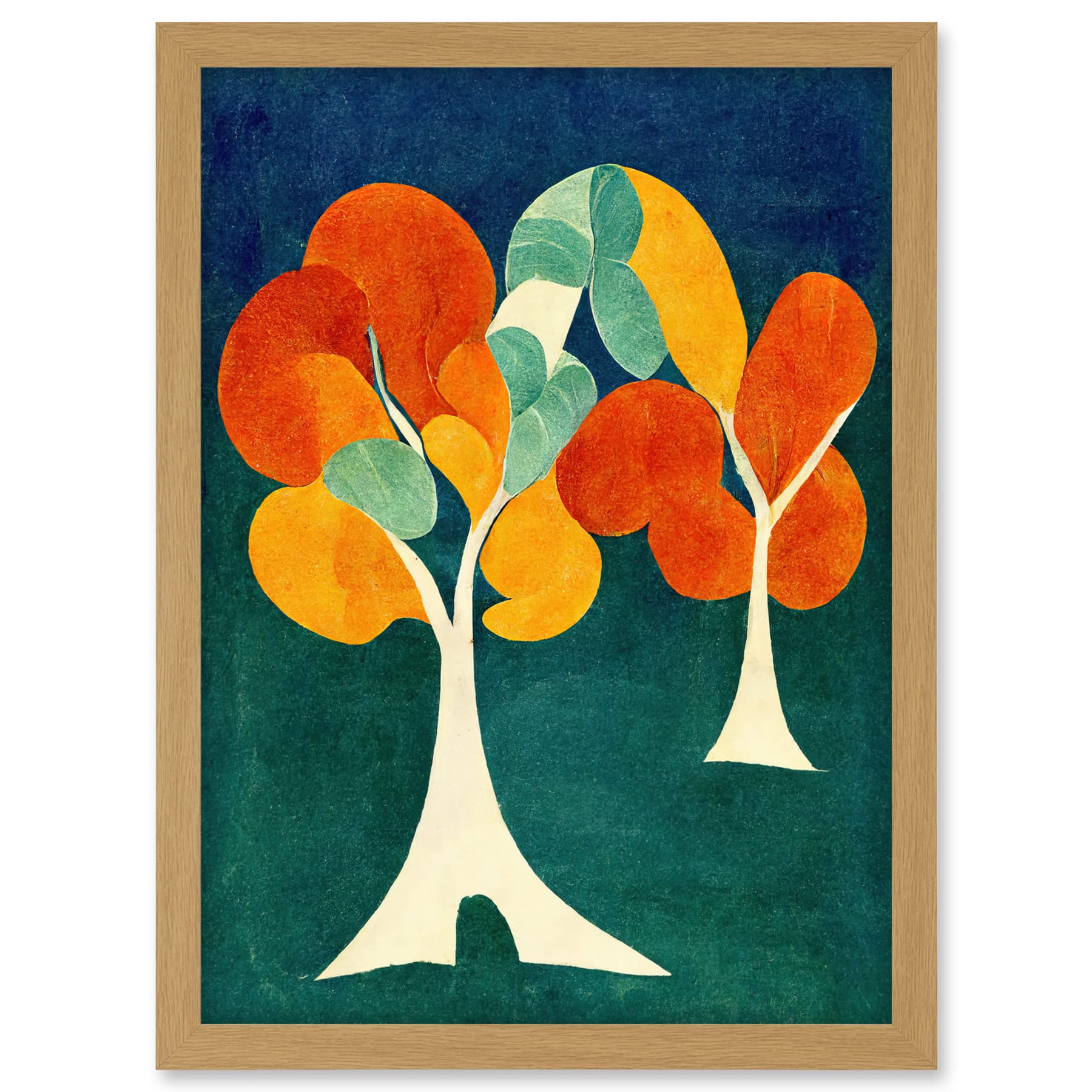 Doppelganger33 LTD Minimalistic Henri Matisse Style Autumn Fall Trees Abstract Artwork Framed A3 Wall Art Print