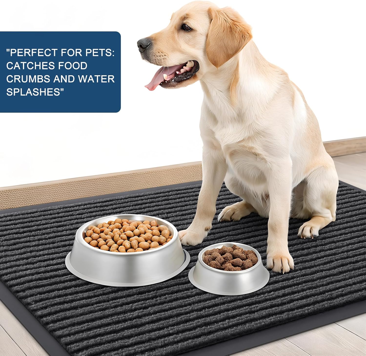 OLANLY Front Door Mat Indoor Outdoor Entrance, 2-Pack 47 x 32 Inch, Waterproof Heavy Duty Doormat, Fade Resistant, Low Profile, Easy Clean Patio Porch Welcome Floor Mats for Entry, Charcoal Grey