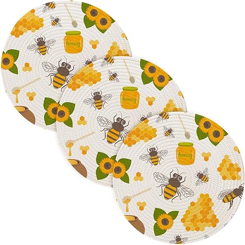 Miniatura 1 de Manteles de mesa resistentes al calor dulces de panales a prueba de calor para ollas y sartenes calientes absorben el agua para olla instantánea