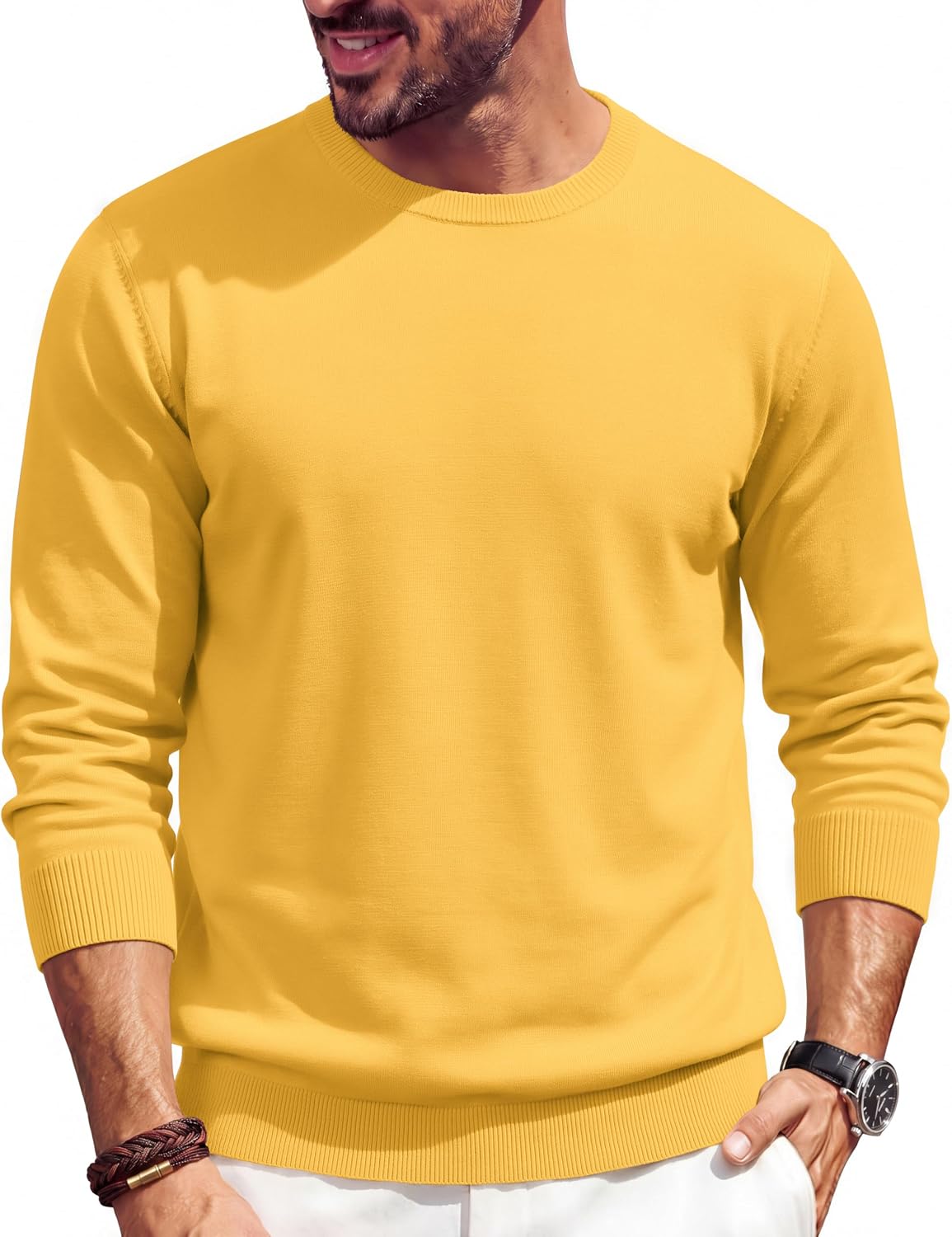 COOFANDY Mens Crewneck Sweater Casual Knit Long Sleeve Lightweight Pullover