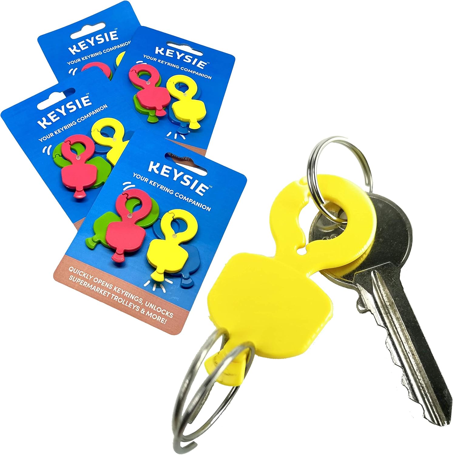 Keysie Keyring Clip 4 Pack Handy and Safe Multitool That Fits Your Keys Trolley Token