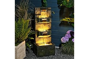 Tall Floor Outdoor Fountains and Waterfalls With Lights