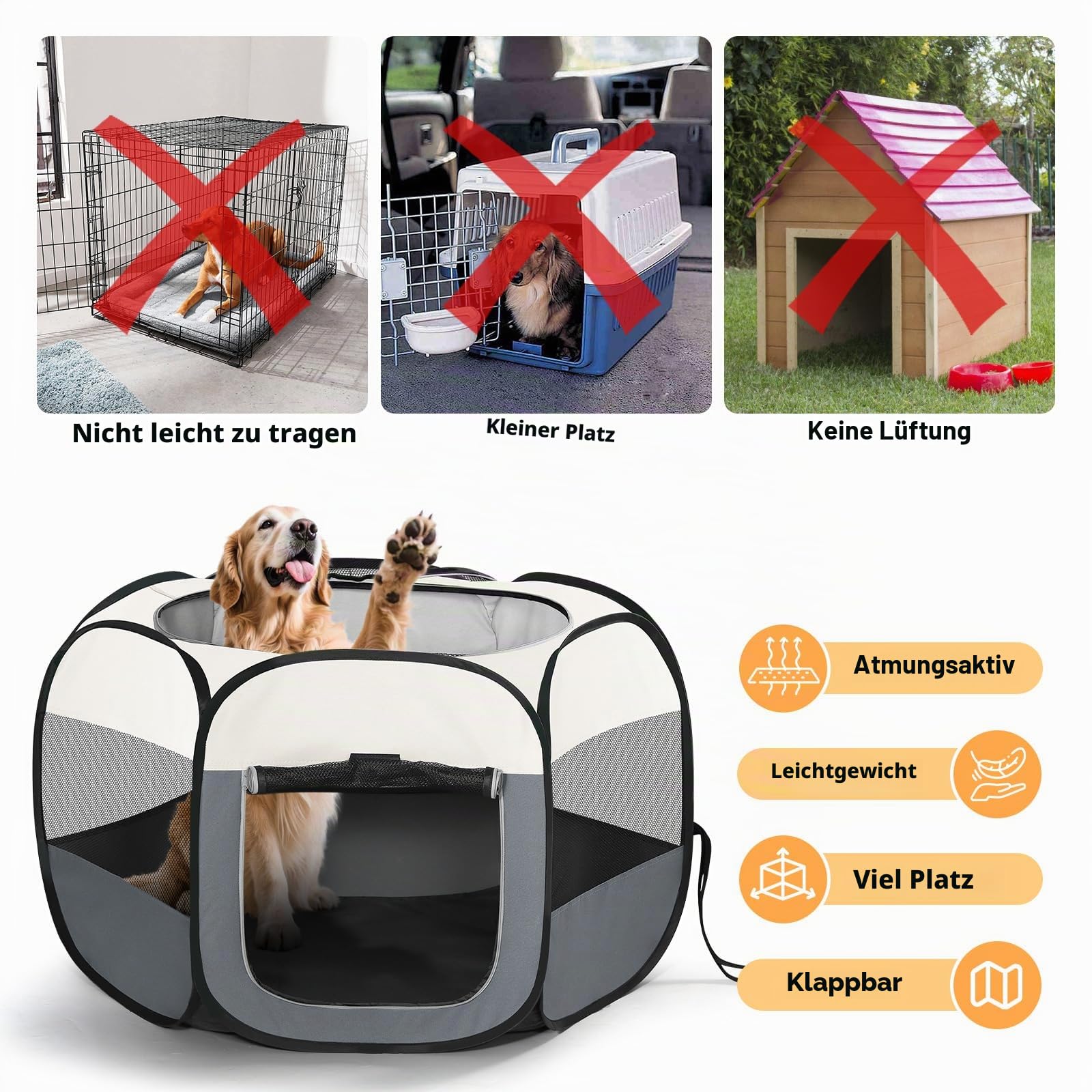 Welpenauslauf, Welpenlaufstall Hundebox Faltbar für Hunde Katzen