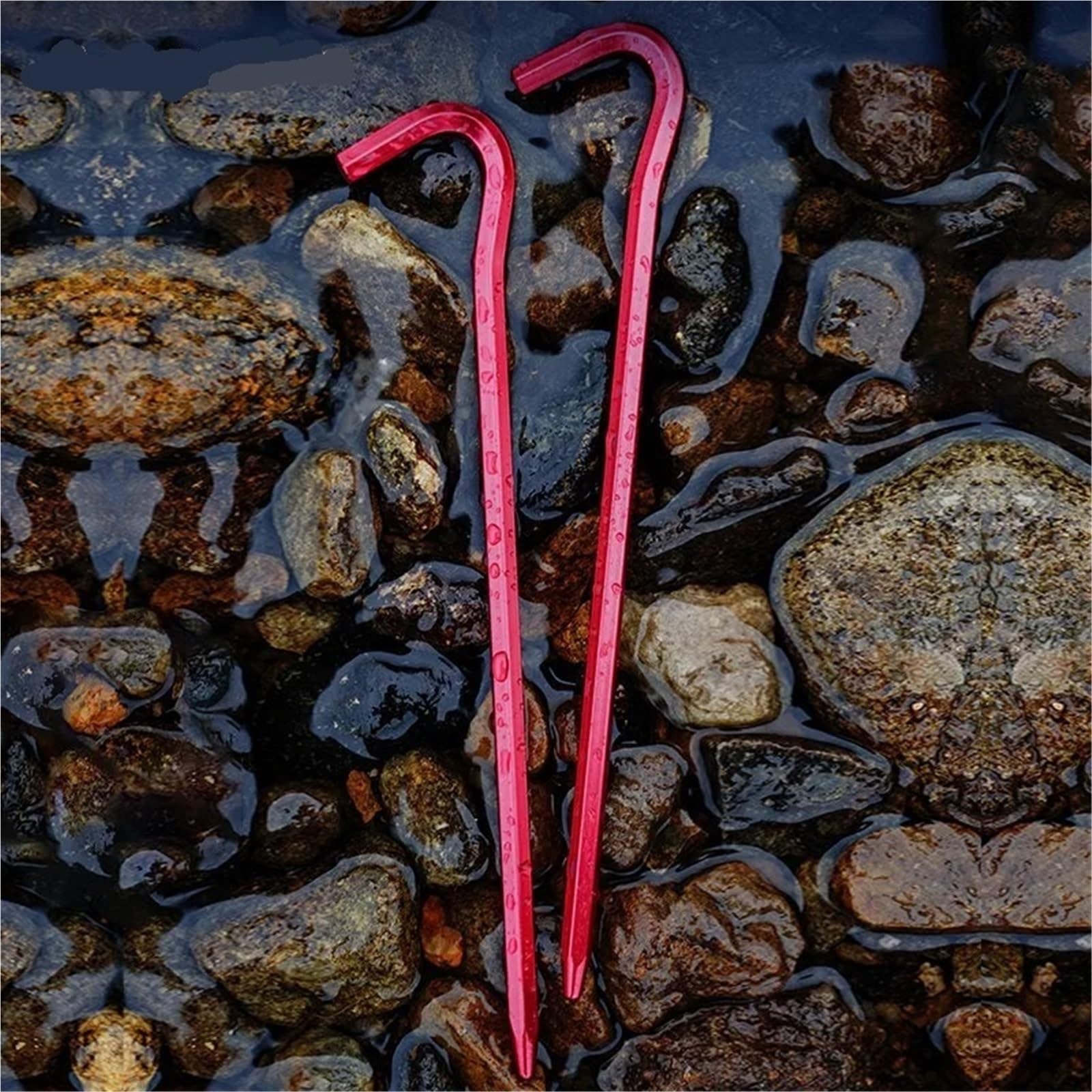 Picchetti per Tende, Picchetti in Lega di Alluminio Ultraleggeri da 15,5 cm/20 cm for Esterni, in Fibra Carbonio, for Tenda Campeggio, con Chiodi for Corda, Accessori for Tende(Long Deep Red)