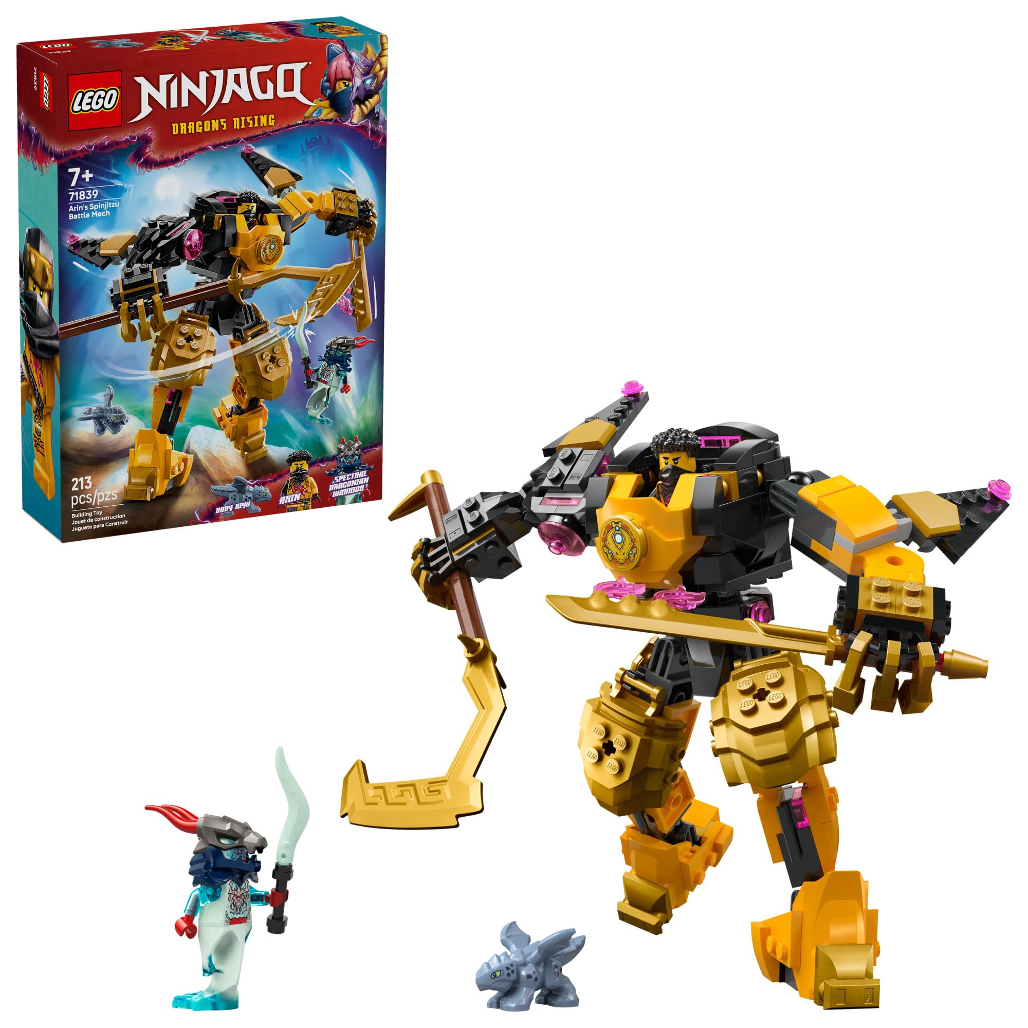 LEGO NINJAGO Arins Spinjitzu Battle Mech Building Toy - Ninja Building Set for Kids Ages 7 - with