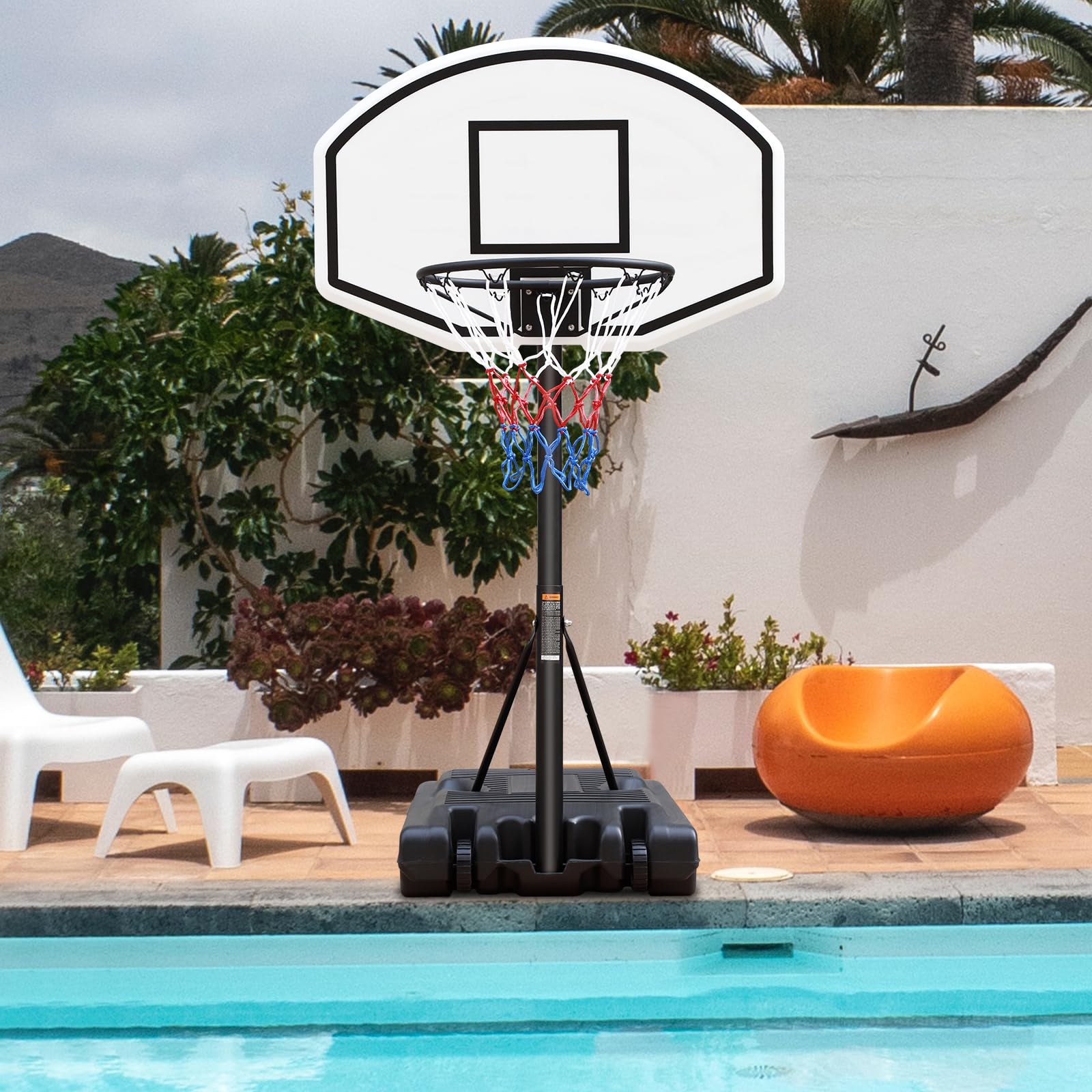 Generic Large Poolside Basketball Hoop with Height Adjustable 37""-56"" Swimming Pool Basketball System 36"" x 24"" Backboard and Base,17"" Rim for Water Games - Image 2