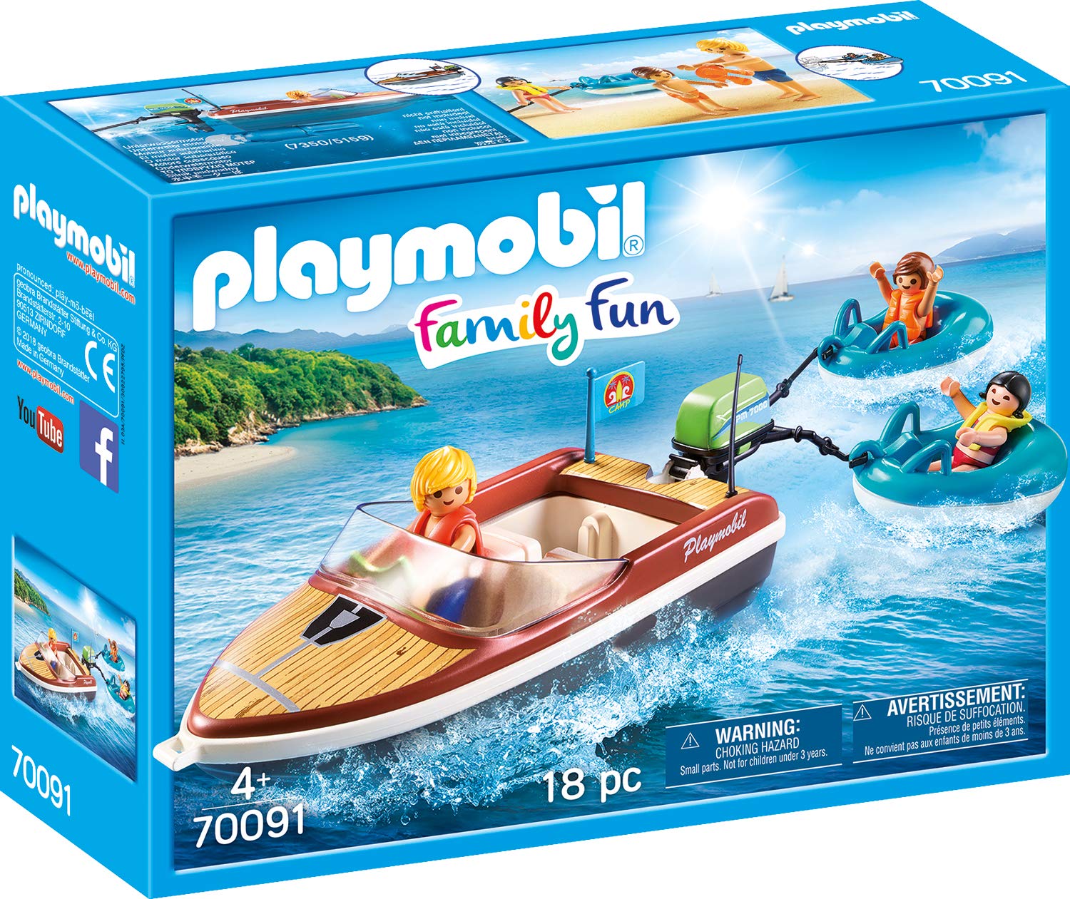 Playmobil Family Fun 70091 Speedboat with Tube Riders, For Children Ages 4+