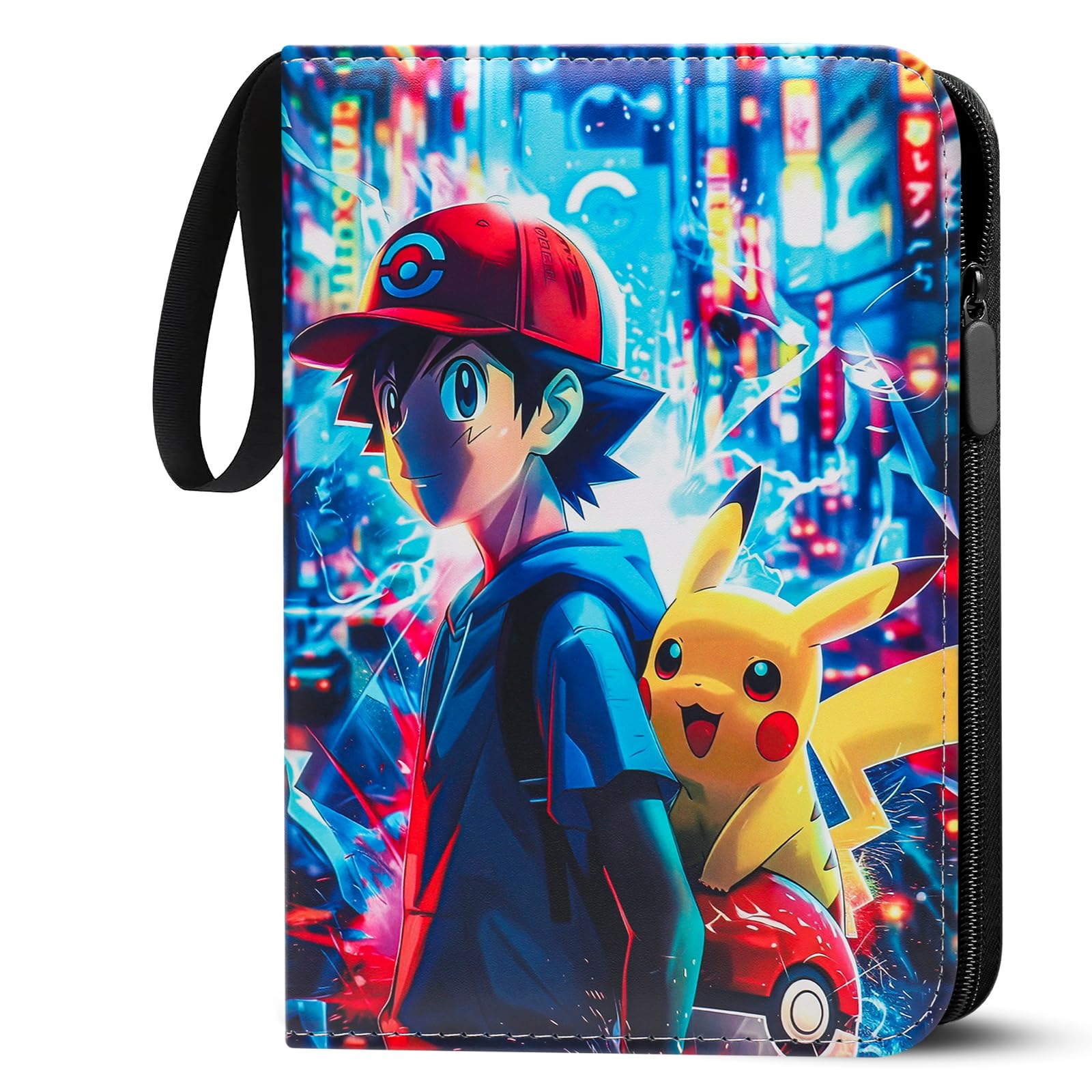 LYAILOOGXL Pokemon Sammelalbum 400 Karten, Reißverschluss Sammelkarten Album mit 50 Abnehmbaren Hüllen,PU-Material mit wasserdichter Oberfläche,Sammelmappe Geschenk für Kartensammler