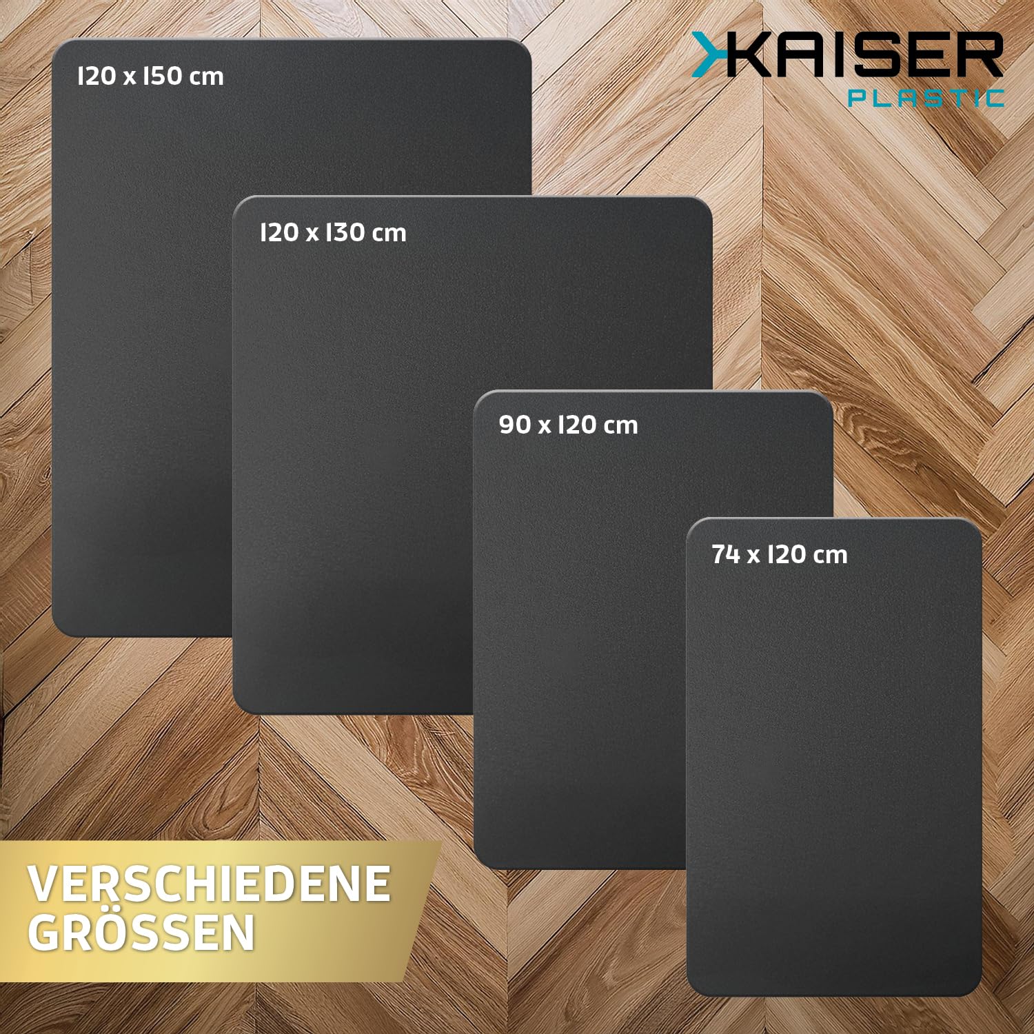 Kaiser Vloerbeschermingsmat, Made in Germany, voor harde vloeren, van PET, verschillende maten, 74 x 120 cm