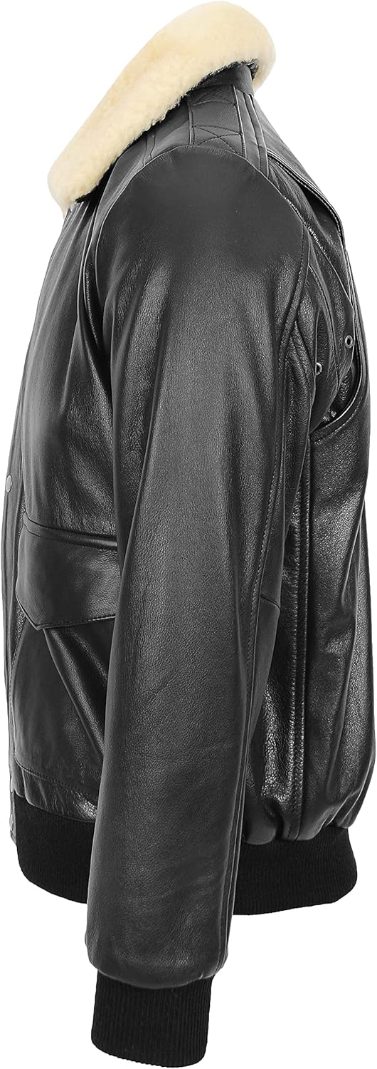 Mens Leather Bomber Jacket Classic G-1 Flight Aviator Style Jarrod