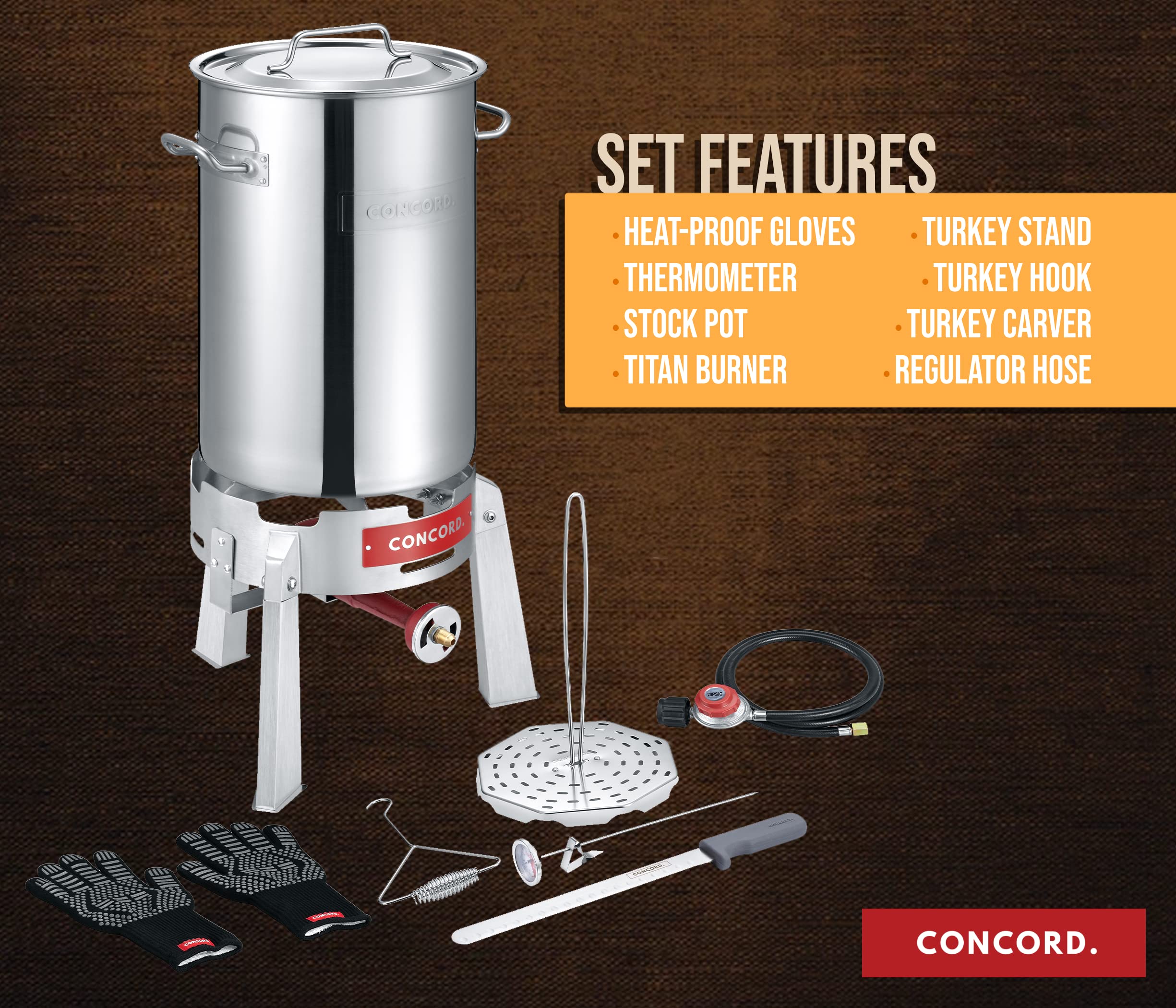Snapklik.com : CONCORD Heavy Duty Stainless Steel Deluxe Turkey Fryer Kit