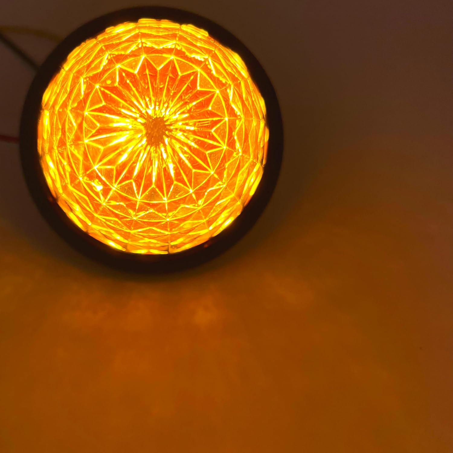 3.5" Inch Diameter 16 LED Round Beehive Cone Watermelon Trailer Side Marker Lights Red Amber Clear Lens Submersible 12V Rear Lights Peterbilt Trucks ATV Motorcycle (Amber, 10 Piece)