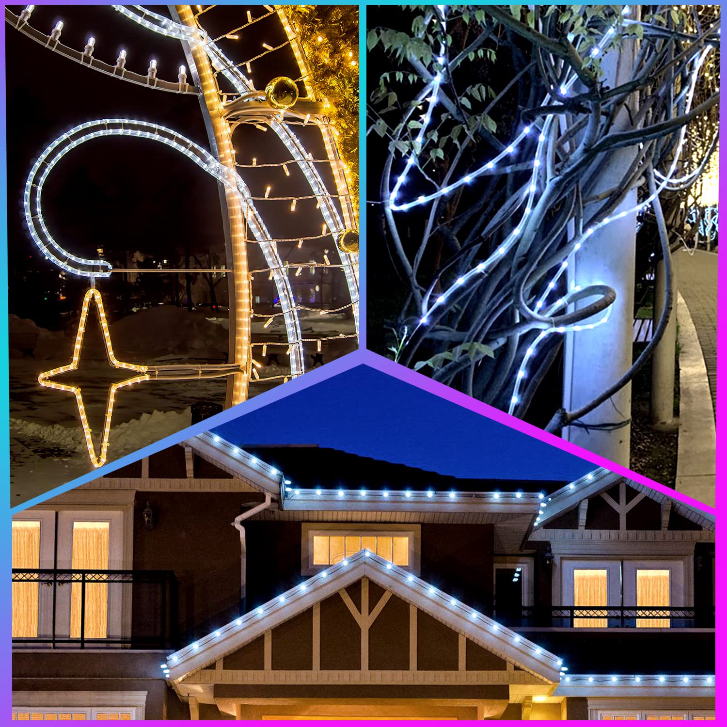 Manguera de luz LED de 20 m, 200 LED, resistente al agua, con mando a distancia y temporizador, para exteriores, balcón, terraza, boda, fiesta, luz blanca fría