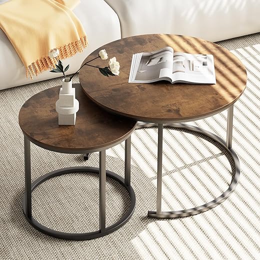 aboxoo Round Nesting Coffee Table Set of 2