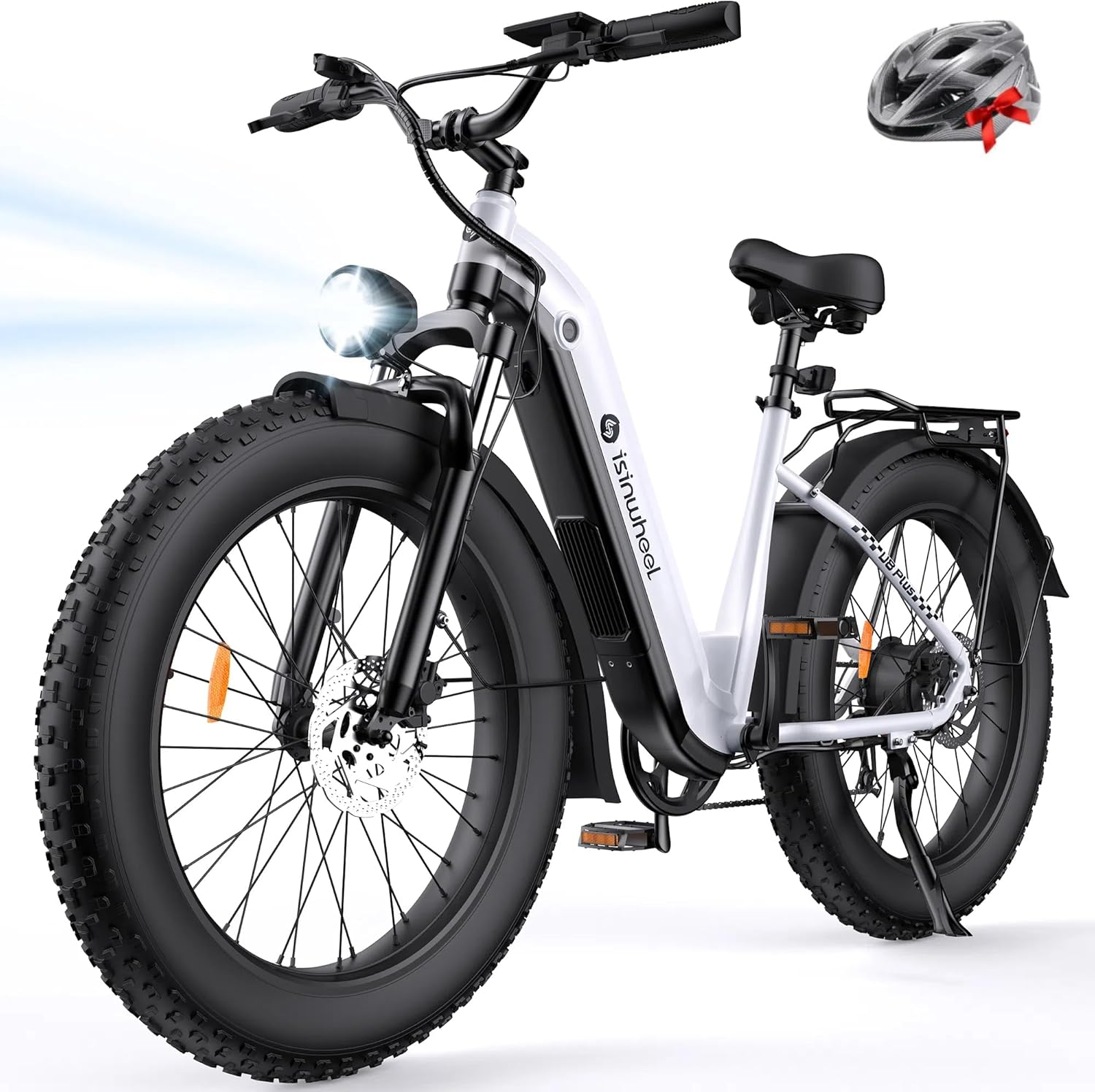 isinwheel U8 Plus Electric Bike for Adults,1500W Peak Motor Hydraulic Brake Ebike,Max 20/28MPH 75-105Miles Electric Bicycle with 13AH/18AH Battery,26″ Step-Thru Fat Tire Commuter E Bike for Adults