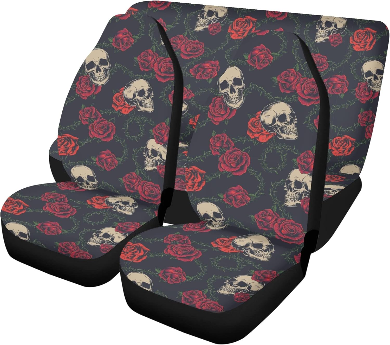 Floral Skull Car Seat Cover car mat, Rose Skull seat Cover mat for car, Skeleton
