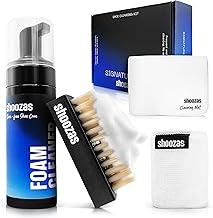 Shoozas - Kit de Limpieza Zapatillas - Limpiador en Espuma, Alfombrilla Impermeable, Cepillo y Toalla de Microfibra - Ideal para Cuero, Goma, Plástico y Suelas - Sin Agua, Sin Tóxicos, Secado Rápido