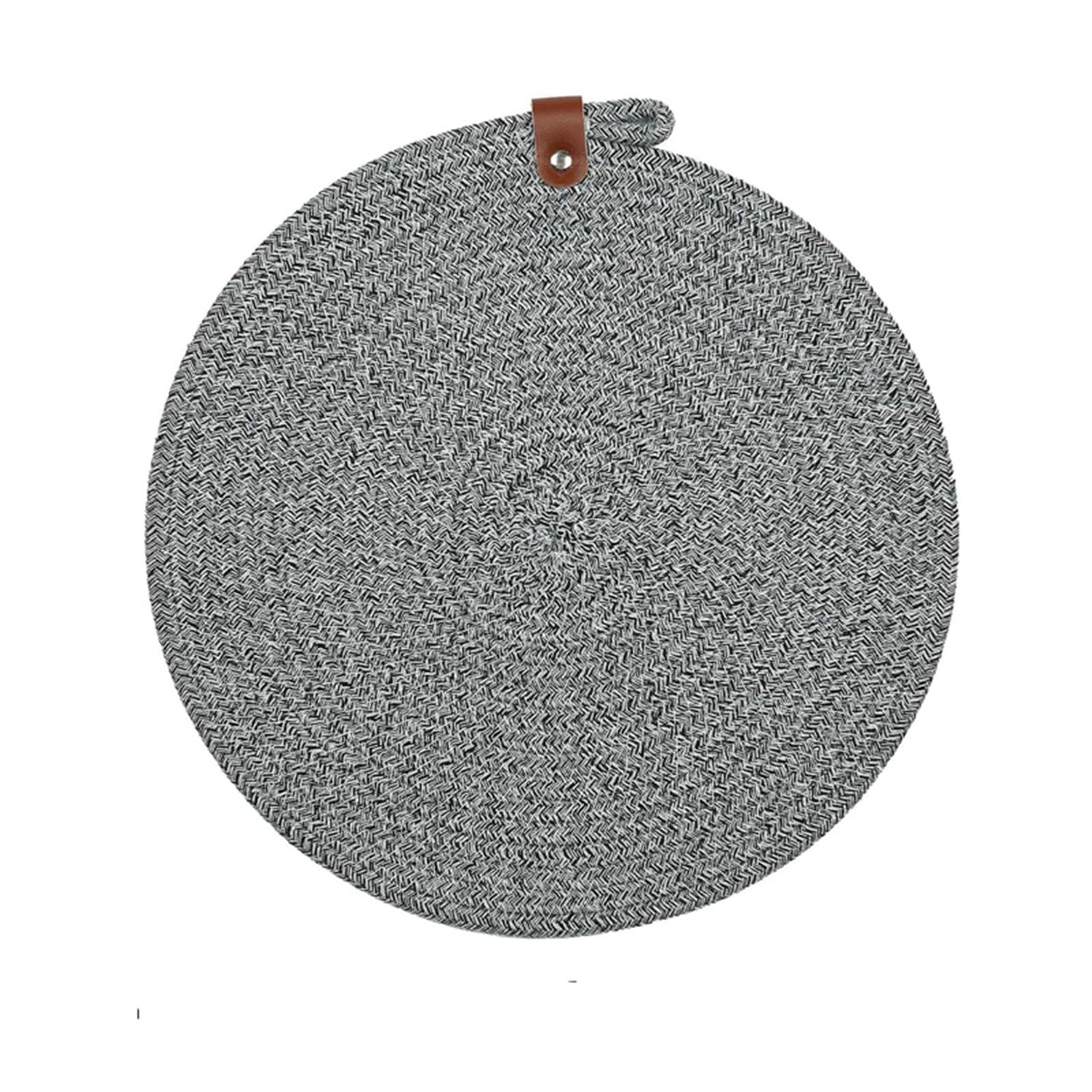 Lot de 10 sets de table modernes en coton gris avec cordon tour de cou - Sets de table ronds antidérapants et lavables pour la cuisine - 30 cm