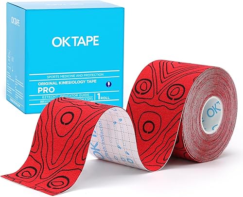 Vista 14 de OK TAPE PRO - Cinta de kinesiología, rollo de 2 pulgadas x largo de 16 pies, cinta elástica atlética terapéutica sin látex, beige + beige