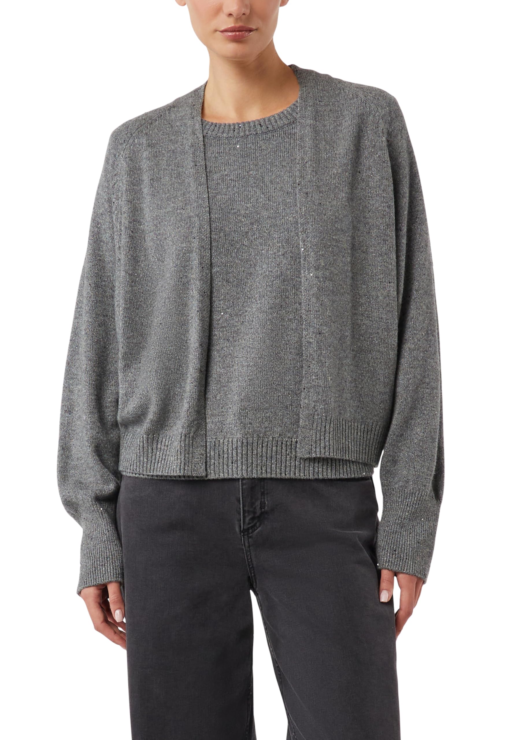 Comma Cardigan mit Glitzergarn und Fledermausärmeln