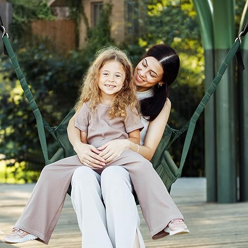 Miniatura 8 de Tranquillo Silla hamaca colgante, silla columpio de patio, silla columpio al aire libre con reposacabezas, reposabrazos, portavasos, columpios de