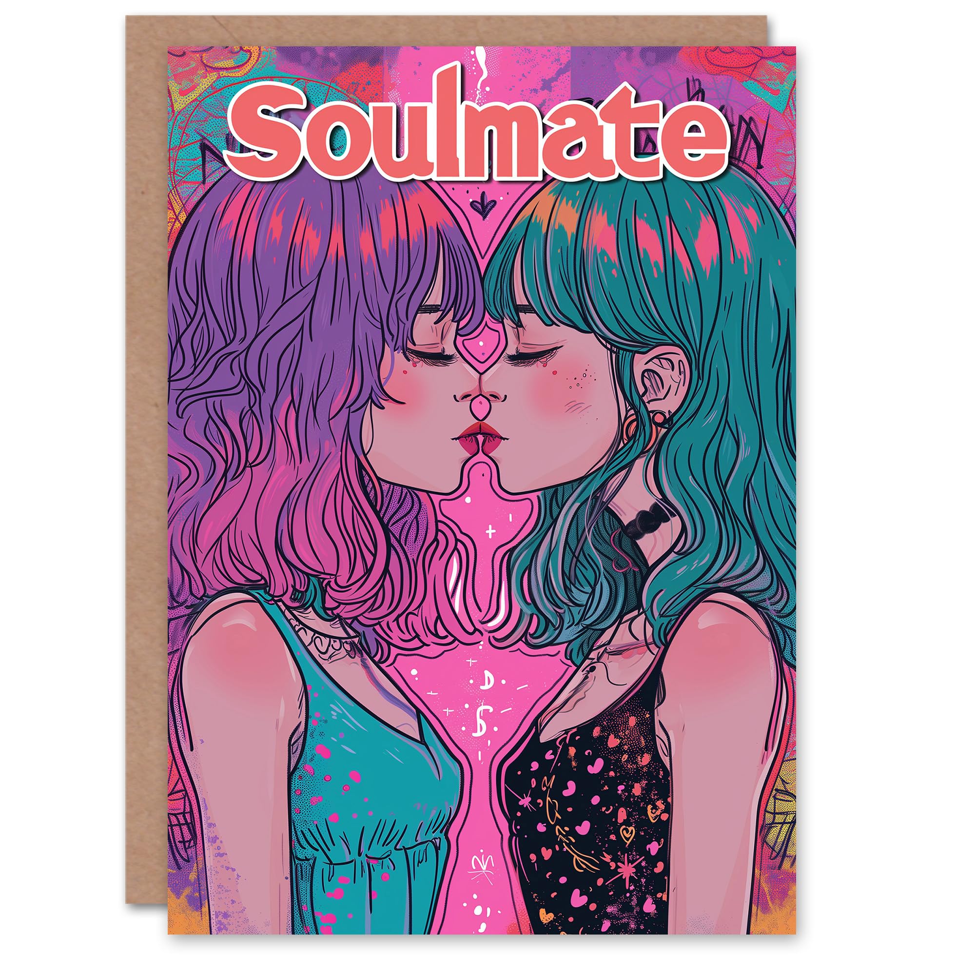 Artery8 Valentines Day Greeting Card Soulmate Gay Lesbian LGBT Pride For Her Wife Partner